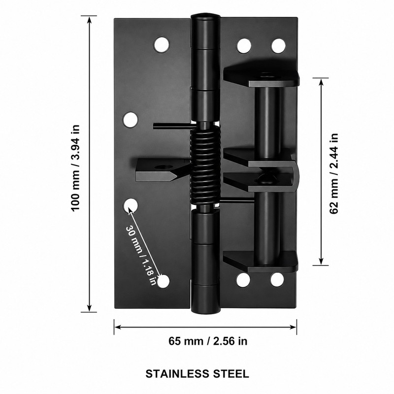 2-Pack 3-in-1 Stainless Steel Self-Closing Spring Door Hinges with 90°