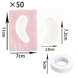 Eye Gel Pads, 50 Pairs Lint Free Patches with Under Eye Pads for Pro Salon and Individual Extension, White