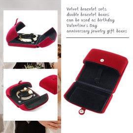 Create idea Velvet Bangle Case Double Open Bracelet Box Jewelry Gift Organiser Square Display Holder for Proposal Engagement Wedding Jewelry Gift 10x10x4cm Red