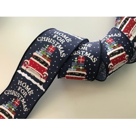 Christmas Ribbon, Home for Christmas, 2 1/2" Wide, Wired Edge, 5 YARDS