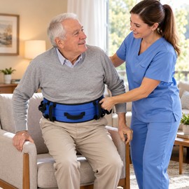 Adjustable Gait Belt for Elderly Mobility Assistance – 7-Handle Padded Transfer Belt for Home Care and Daily Support