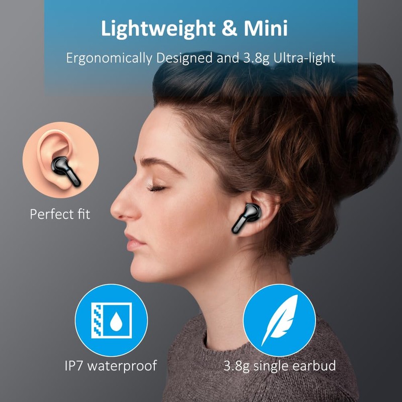 Wireless Earbud, Bluetooth Headphones 5.3 NEW 40H Ear Buds Bass