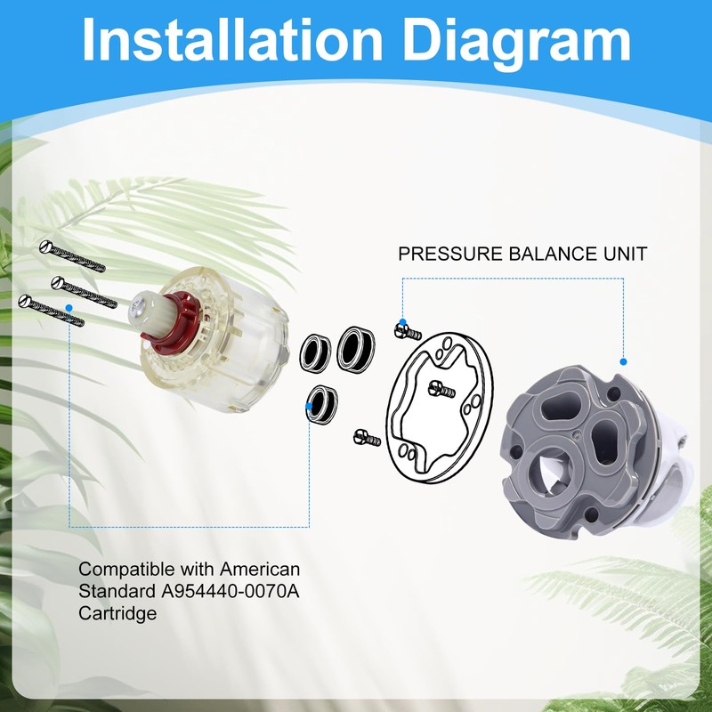 A954.4400070A Pressure Balance Cartridge Replacement, Compatible with American Standard R110/R115,