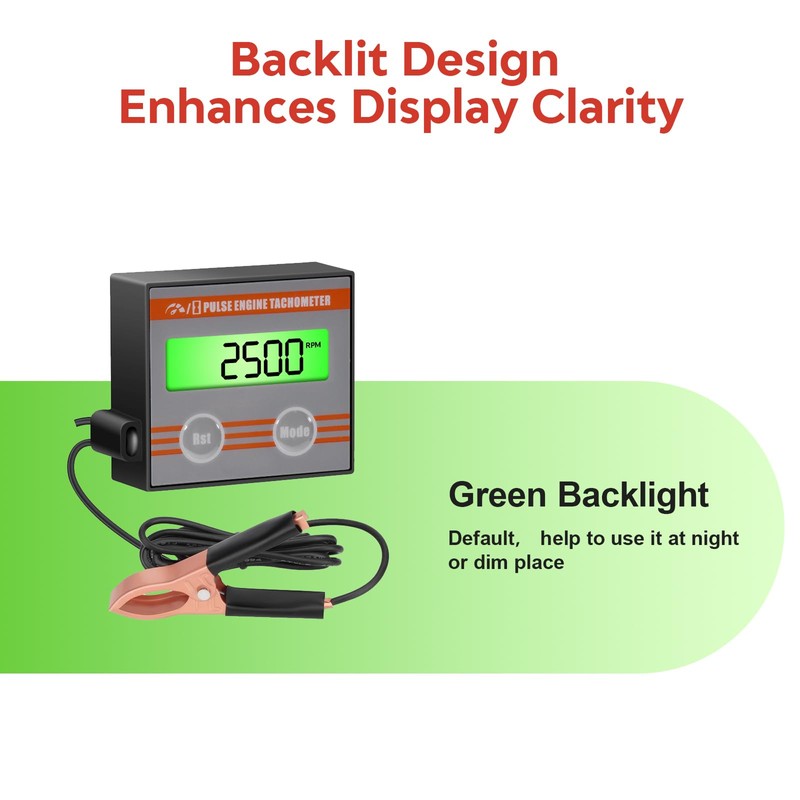 Digital Engine Tachometer Inductive with Clip - Mini Tach Gauge