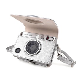 Rieibi Mini EVO Case - Vintage PU Leather Protective Case for Fuji Instax Mini EVO Instant Camera, silver, Camera case