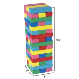 Classic Wooden Blocks Stacking Game with Colored Wood and Carrying Bag for Indoor and Outdoor Play for Adults, Kids, Boys and Girls, 48 Blocks