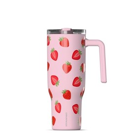 Hydrapeak Voyager 40 oz Tumbler with Handle and Straw, 100% Leakproof Insulated Tumbler with Sip and Straw Lid, Made of Stainless Steel, Cup Holder Friendly Base (Strawberries)