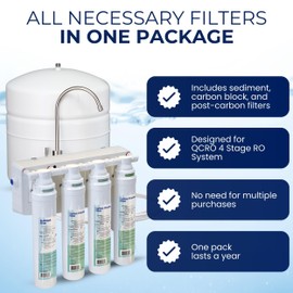 IPW Industries Aqua Flo Filter Replacement Kit for QCRO Set of 3 - Reverse Osmosis Membrane Not Included - Fits Aqua Flo | Pura Systems