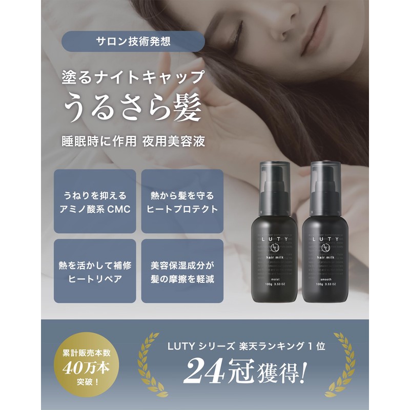 LUTY Rooty Hair Milk, Non-Rinsing Treatment, Outbath, Beauty Salon Exclusive,