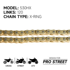 HILAKE Gold 530 X-Ring Chain 120 Links with Connecting Master Link and Chain Breaker (530HX-120L Chain Breaker Set)