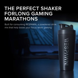 RESPAWN by Razer Vacuum-Insulated Stainless Steel Shaker Cup, 20oz: Built-In Powdered Drink Mixer Grate - Dual Insulation - Dishwasher Safe - BPA Free - Black