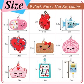 Henoyso 9 Pcs Cna Week Gifts 2025 Nurse Keychain Bulk Nursing Appreciation Gifts for Medical Graduation Party Supplies(Pretty Style)