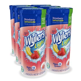 Wyler's Light Pitcher Packs (6 per canister), Strawberry Lemonade Drink Mix, includes 6 canisters (36 Total Pitcher Packs)