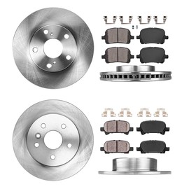 CRK13263 FRONT 274.5 mm + REAR 287 mm Premium OE 5 Lug [4] Rotors + [8] Quiet Low Dust Ceramic Brake Pads + Clips