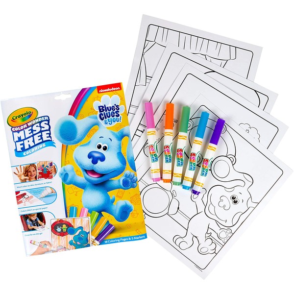 Crayola Blues Clues Color Wonder, 18 Mess Free Coloring Pages & 5 No Mess Markers, Gift for Kids