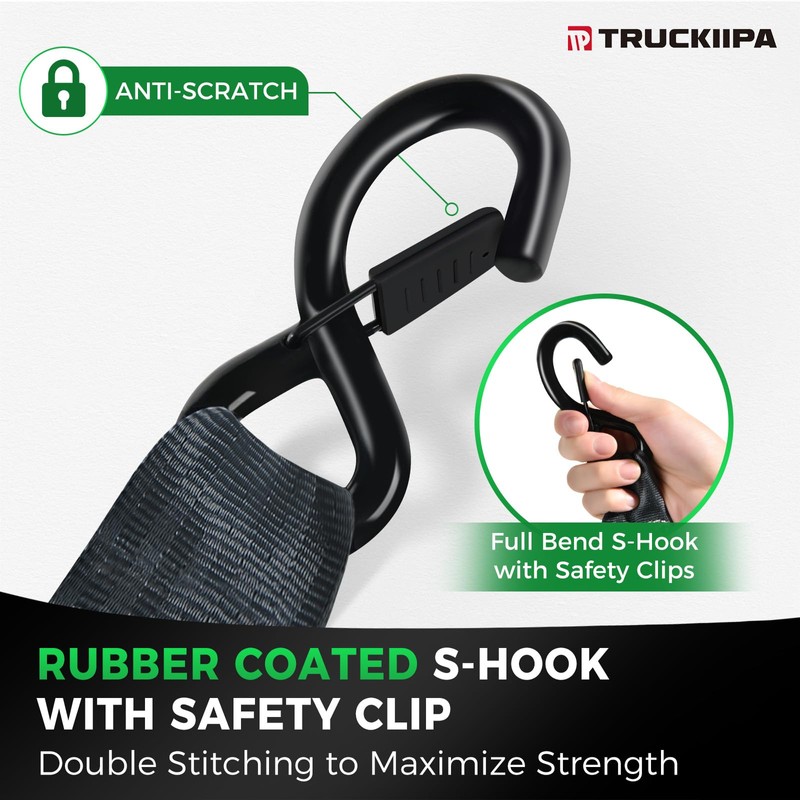 Truckiipa Retractable Ratchet Straps - 2Pack 2 Inch x 13