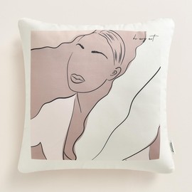 ROOM99 Be My Art 40 x 40 cm Decorative Cushion Cover Throw Cushion Cover Aesthetic Modern Bedroom Living Room Cream Babe