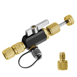 Mega Flow Vacuum-Rated Valve Core Removal Tool,1/4"& 5/16" Dual Valve HVAC Valve Core Removal Tool,20 Micron Vacuum, Compatible with R22 R410A R32 R134a,Essential HVAC Tools