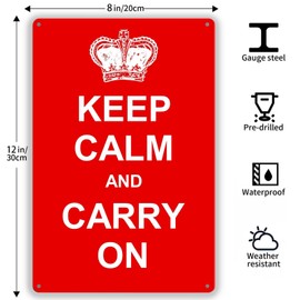Arpilul Keep Calm and Carry On-Keep Calm and Carry On Metal Tin Sign, Motivational Plaques for Home Office Room Bar Man Cave Wall Decor (TP-2801,8x12 Inch)