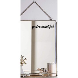 You are Beautiful Viynl Decal Sticker Motivational Qoutes Peel and Stick Wall Mirror Gifts for Home 8.5inch Black