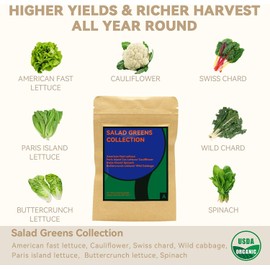 inbloom Salad Green Seed Pod Kit for AeroGarden, Ahopegarden, GARDENCUBE, MUFGA, 7 Pods (350+ Seeds with American Fast/Paris Island/Buttercrunch Lettuce, Swiss Chard, Spinach, Cauliflower, Cabbage)