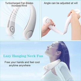 Portable Air Conditioner Neck Fan，Personal Air Cooler Hanging，4000mAh Wearable Fans，Mini，USB Rechargeable，Headphone Design，3 Speeds Silent for traveling，camping，partying，cycling， hiking，running，etc.