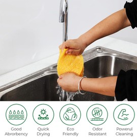 AFCJLTO Pack of 10 Natural Washing Up Sponges Compressed Scrub Sponge Kitchen Compressed Wood Pulp Sponge Wipe, Scratch-Resistant Sponges - for Cleaning in the Home, Cleaning Sponge, Car Sponge