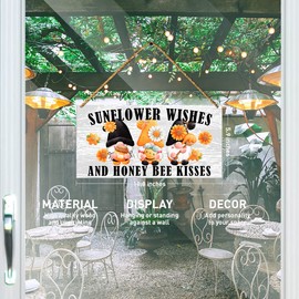 Hello Summer Sign Decor for Front Door, Sunflower Wishes & Honey Bee Kisses, Summer Gnome Sign for Home Porch Decor Kitchen Dining Room Wall Art Summer Decoration for Home Office Bedroom Outdoor