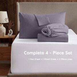 Nestl Full Sheet Set - Luxury 1800 Ultra-Soft Microfiber Full Bed Sheets - Double Brushed - Deep Pockets - Easy Fit - 4 Piece Set - Bedding Sheets & Pillowcases (Full, Grayish Purple)