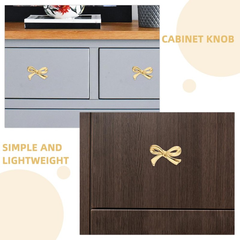 DOITOOL 2pcs Bow Cabinet Knobs, Decorative Bow Knobs, Gold Drawer