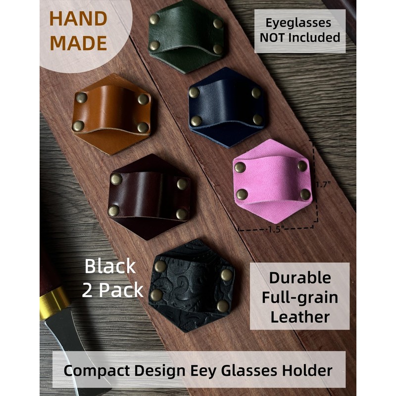 PROVBORN Leather Sunglass Holder for Car Dash One Handed, Eye