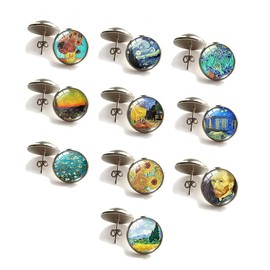 6 Pairs Van Gogh Painting Glass Ball Earrings Van Gogh Starry Sky Starry Night Sunflower Oil Painting Stud Earring Set for Women (Colours-10Pc)