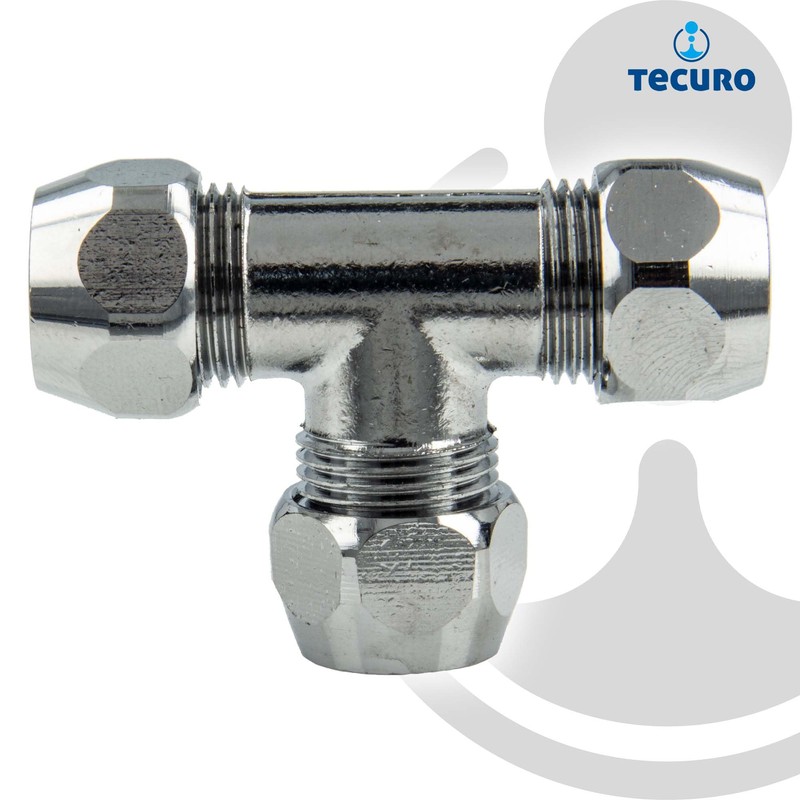 tecuro Crimp Fitting Tee for Diameter 10 mm Copper Pipe
