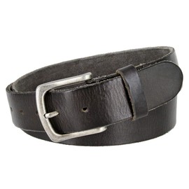 Genuine Full Grain One Piece Leatehr Casual Jean Belt 1-1/2"(38mm) Wide (Ant-Black, 34)