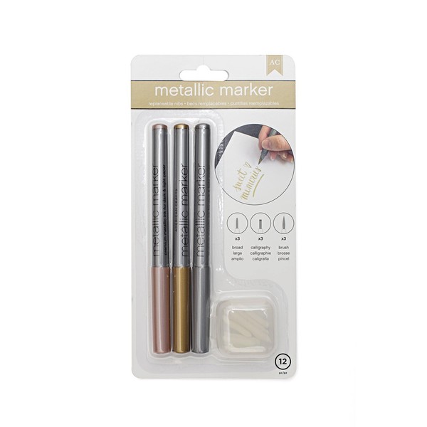 American Crafts Metallic Markers Broad Pt., Calligraphy, Replacable Nibs Rose