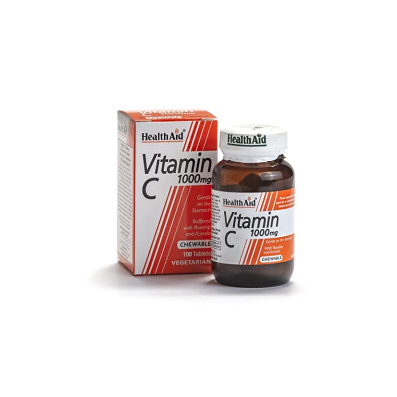 HealthAid Vitamin C 1000 mg - Chewable, 100 Vegetarian Tablets