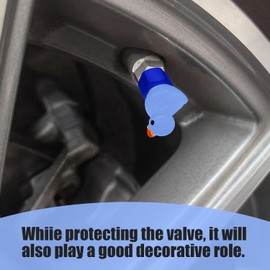 Paquete de 4 Tapones para válvulas de neumáticos con Forma de Pato Que Brillan en la Oscuridad. Decoración práctica e Interesante para Autos, Motocicletas, Camiones y Bicicletas (Azul).