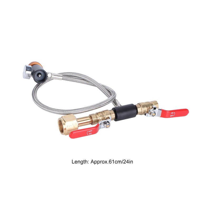 CO2 Universal External Hose Adapter G5/8-14 24in Dual Valve Soda