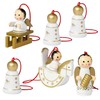 BRUBAKER 6-teiliges Set Christbaum Anhänger Engel und Weihnachtsglocken - Natürlicher