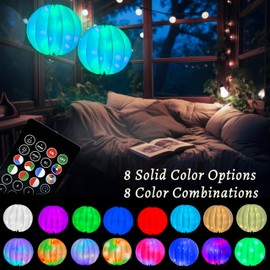 Lighted Outdoor Holiday Party Decoration Ball Hanging Tree Light Decoration w/Multicolored Color Changing LED Lights, 3 Timer Modes, 8 Lighting Functions, 18" Prelit Weather Proof Outdoor Decoration