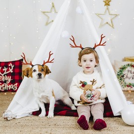 Angoily Deer Antlers Headband Antler Headband, 1 Pc Christmas Reindeer Antlers Hair Bands, Lovely Delicate Headwear for Women, Xmas Thick Pet Headbands Antler Headband, Reindeer Antlers Headband