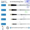 ZEM AS-234 White Bristle Synthetic Flats Brush Set 5 pcs