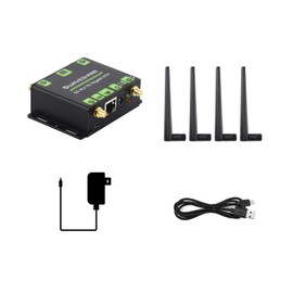 Waveshare 5G M.2 to Gigabit Ethernet Converter, 5G M.2 to USB3.1, Aluminium Alloy Case, Wall-Mount Support, Quad Antennas for Networked Medical Treatment, Smart Robots, Security Monitoring Networking