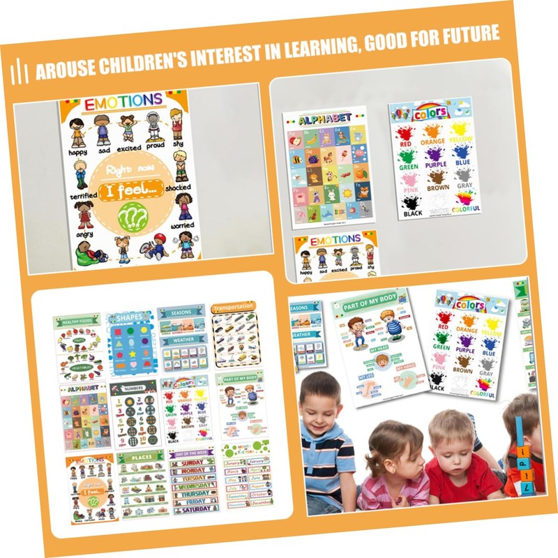 DOITOOL 12 Sheets English Learning Posters for Vibrant Educational Charts
