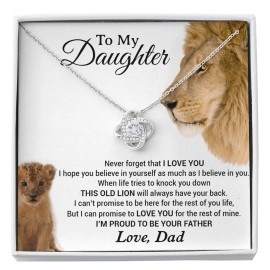 To My Daughter Necklace, Xmas Gift For Daughter From Dad, Daughter Father Lion
