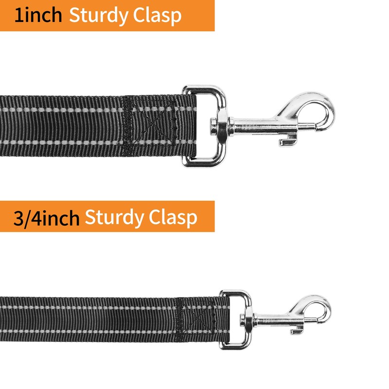 PWOD Double-Sided Reflective Nylon Dog Leash, 4 FT/5 FT/6 FT,
