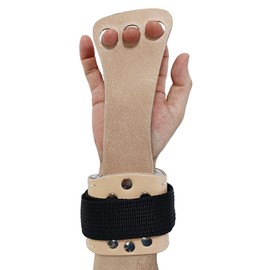 Verri | Calleras para Gimnasia o Gimnasta en Cuero de Res con Strap o Muñequera para Realizar Ejercicios en Aros y Barra Olímpica, Beige, Chica