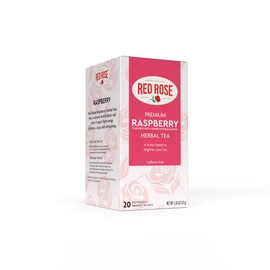 Red Rose Raspberry Herbal Tea Refreshing & Fruity Brewed Naturally Flavored Tea with 20 Individually Wrapped Tea Bags Per Box Caffeine Free Brew Hot