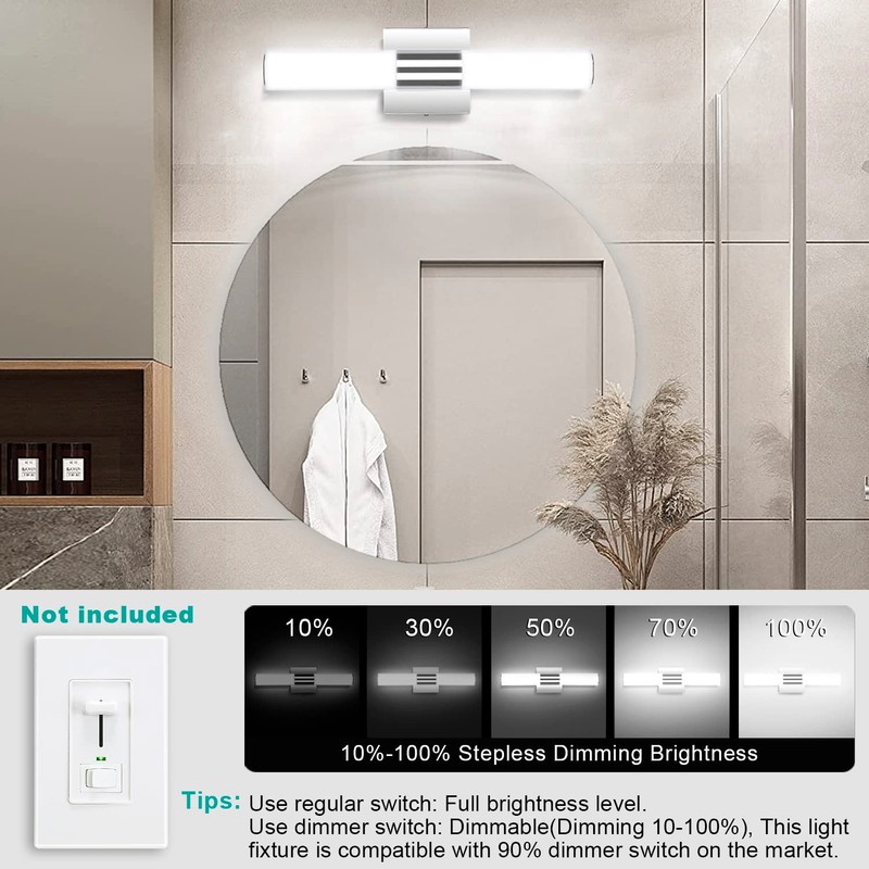 TRLIFE LED Vanity Light, Dimmable 8W 6000K Cool White Bathroom