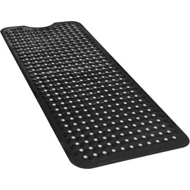 Bathtub and Shower Mats,Long Non Slip Bath Mat, Bath Tub Mat with Suction Cups & Drain Holes for Bathroom,Machine Washable Bathroom Mats(Black)